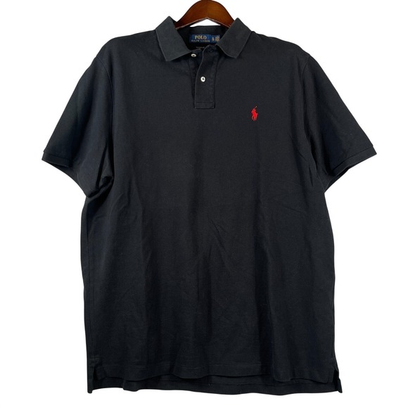 Polo Ralph Lauren Mens XL Black Classic Fit Polo Shirt Red Pony Logo Preppy Y2K - Picture 1 of 15